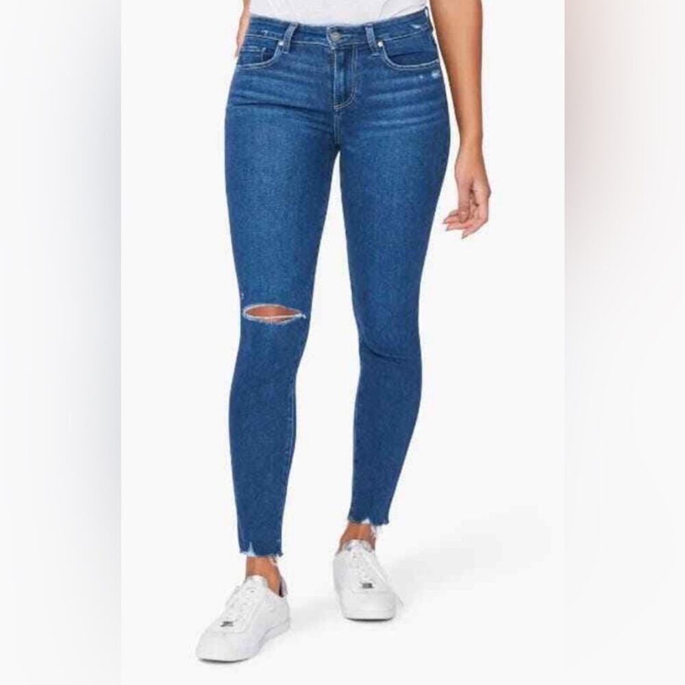 Paige Verdugo Ankle Midrise‎ Distressed Raw Hem Denim Jeans Size 25